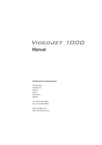 VideoJet 1000 Manual (2112KB) - SLD Security & Communications