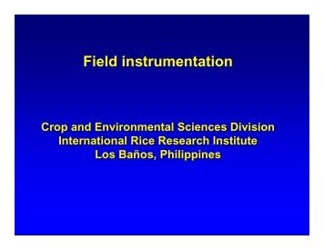 Field instrumentation - Rice Knowledge Bank - International Rice ...