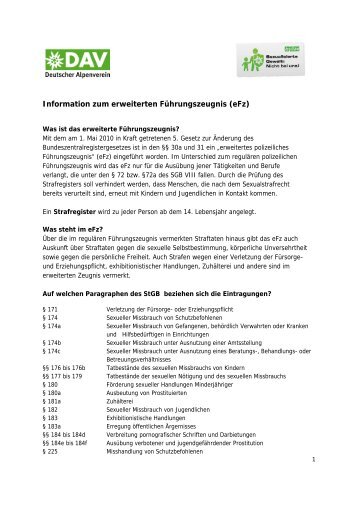 Information zum erweiterten FÃ¼hrungszeugnis (eFz) - JDAV