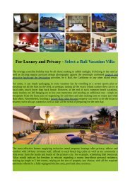 For Luxury and Privacy - Select a Bali Vacation Villa