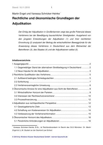 Rechtliche und ÃƒÂ¶konomische Grundlagen der ... - Werner Baurecht