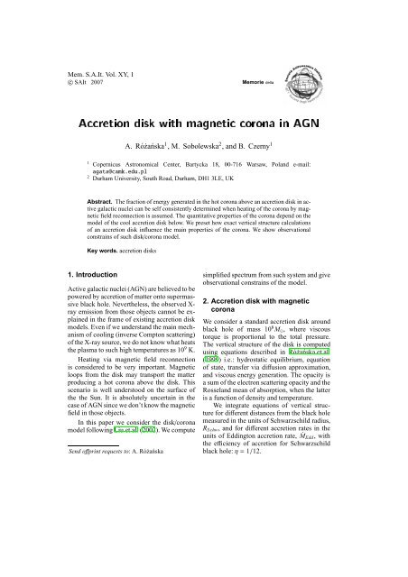 Accretion disk with magnetic coronae in AGN