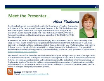 Alena Paulenova - Department of Chemistry - Oregon State University