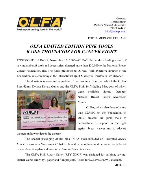 olfa limited edition pink tools raise thousands for cancer fight