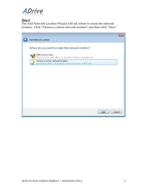HOW TO MAP ADRIVE WEBDAV – WINDOWS VISTA