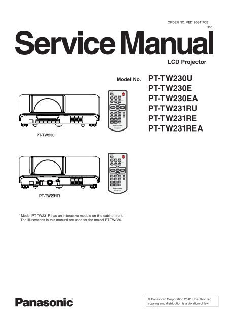 SERVICE MANUAL PT-SW230&SW231R - Panasonic