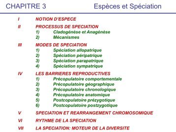 CHAPITRE 3 EspÃ¨ces et SpÃ©ciation