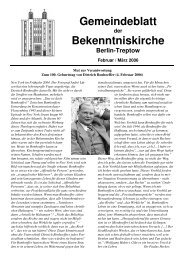 Gemeindeblatt Bekenntniskirche - Kirchengemeinde Berlin Treptow