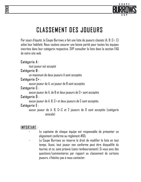 CLASSEMENT DES JOUEURS - Publication Sports