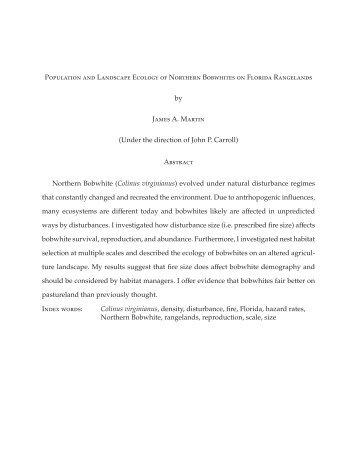 Population and Landscape Ecology of Northern Bobwhites on ...