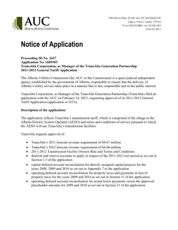 Notice of Application - AUC.ab.ca