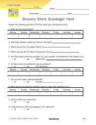 Grocery Store Scavenger Hunt - Quebec English Literacy Alliance