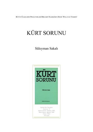 KÜRT SORUNU Süleyman Sakalı - türkiye komünist partisi