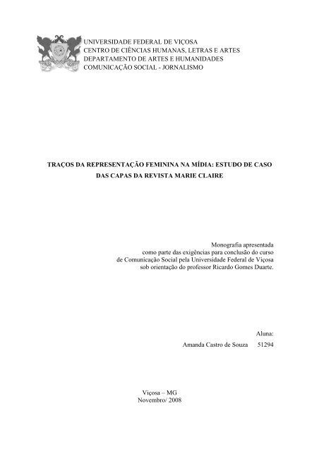 TraÃ§os da representaÃ§Ã£o feminina na mÃ­dia - Jornalismo da UFV