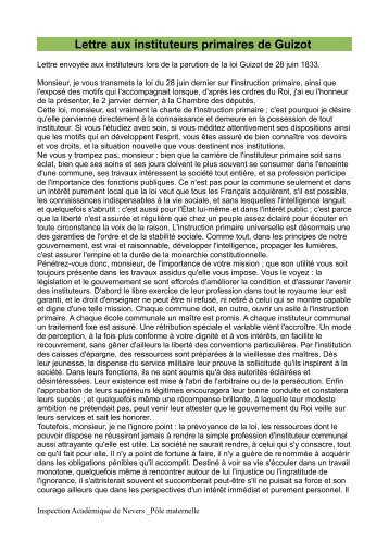 Lettre aux instituteurs primaires de Guizot - Inspection académique ...