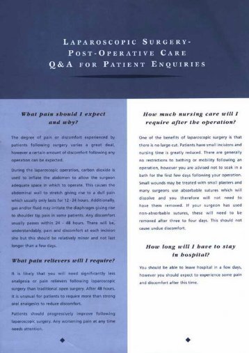 Post - Operative Care Q&A for Patient Enquiries - AGES