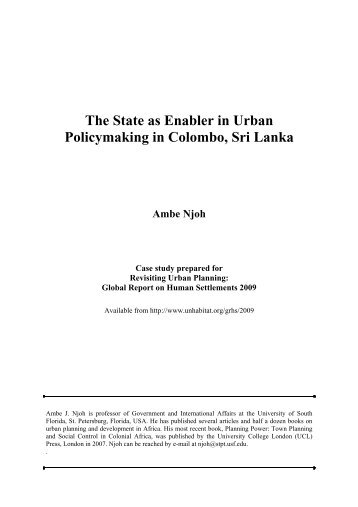 The State as Enabler in Urban Policymaking in ... - UN-Habitat