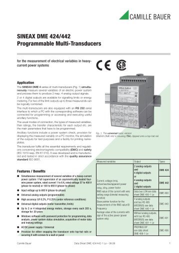 SINEAX DME 424/442 Programmable Multi ... - Power LabSolutions