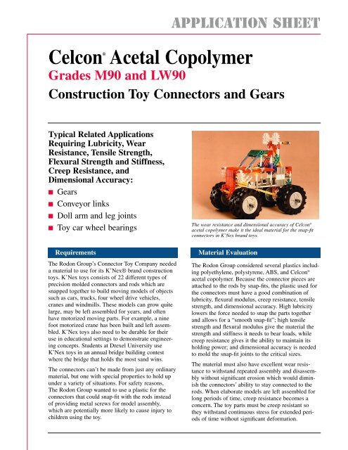 Celcon POM M90 K'Nex Toys - Hi Polymers