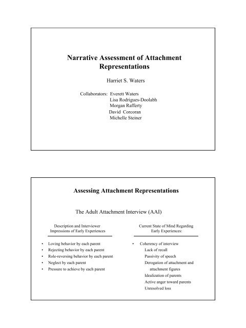 Narrative Assessment Of Attachment Representations