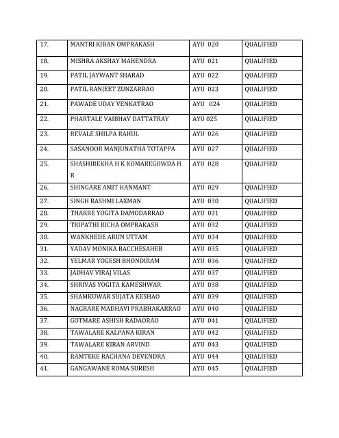 exempted candidate - Tilak Maharashtra Vidyapeeth