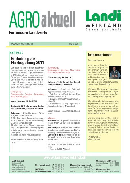 Einladung zur Flurbegehung 2011 - LANDI Weinland