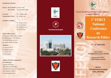1 FERCI National Conference on Research Ethics - Tata Memorial ...