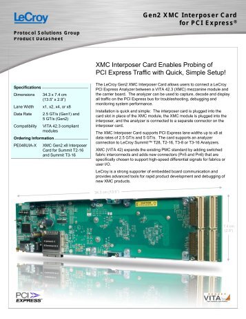 LeCroy XMC Gen2 Interposer Datasheet - Teledyne LeCroy