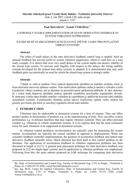 SbornÃk vÄdeckých pracà Vysoké Å¡koly báÅské ... - Transactions