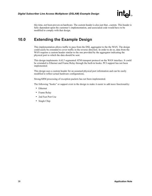 Digital Subscriber Line Access Multiplexer (DSLAM) Example Design