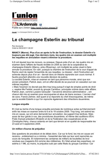 Esterlin au tribunal - Champagne info