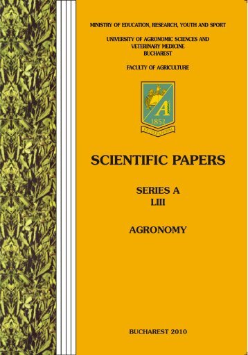 SCIENTIFIC PAPERS - Facultatea de AgriculturÄ