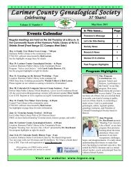 2006 Newsletter Template - Larimer County Genealogical Society