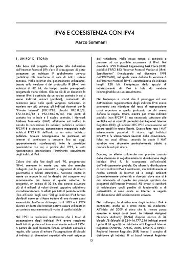 IPV6 E COESISTENZA CON IPV4 - Istituto di Informatica e Telematica