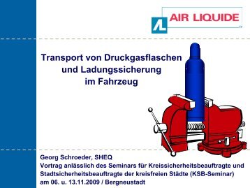 Transport von Druckgasflaschen - Unfallkasse NRW