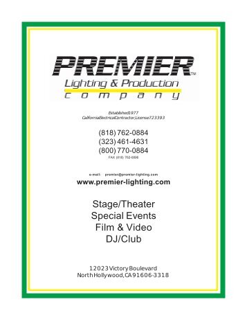 Stage/Theater Special Events Film & Video DJ/Club - Premier Lighting