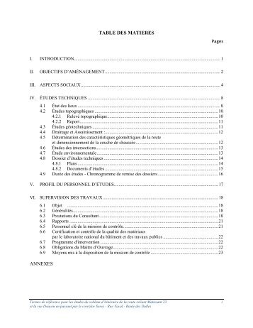 termes de reference - MinistÃ¨re des Travaux Publics, Transports et ...