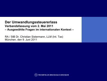 Umwandlung Kapitalgesellschaft in Personengesellschaft - IfA