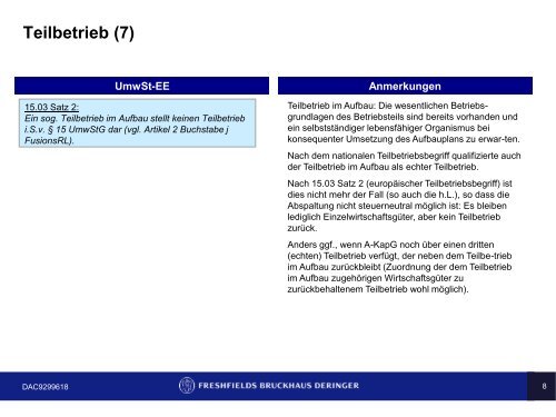 Umwandlung Kapitalgesellschaft in Personengesellschaft - IfA