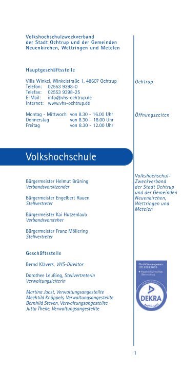 Programmheft 2014 als Pdf-Download zum Blättern - VHS Ochtrup