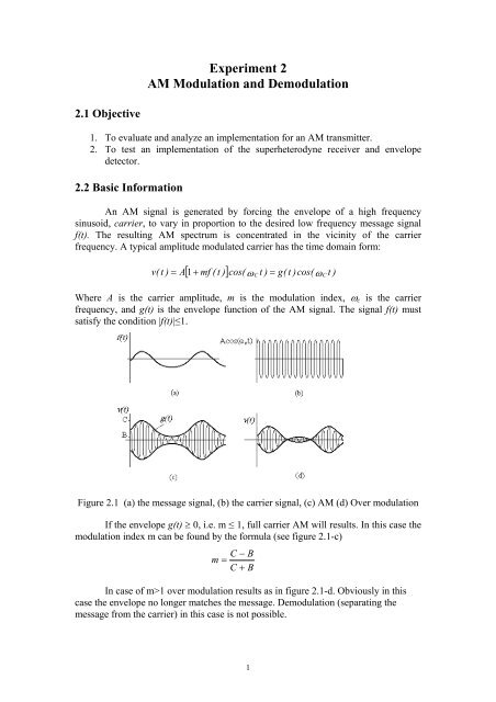 Experiment 2 AM Modulation and Demodulation