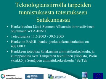 Satakunta - Porin yksikkÃ¶ - Tampereen teknillinen yliopisto