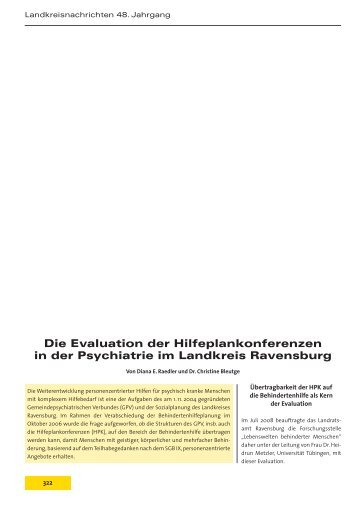 Die Evaluation der Hilfeplankonferenzen in der Psychiatrie im ...