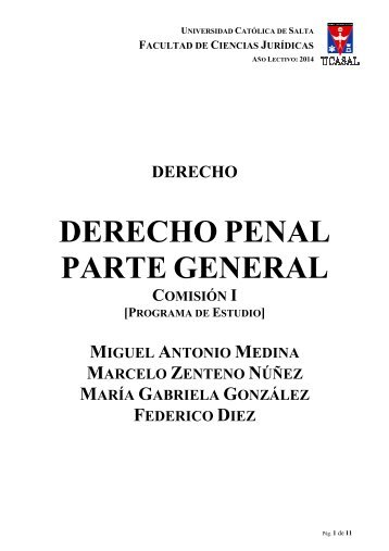 derecho penal parte general - Universidad Catolica de Salta