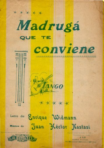 Madruga que te conviene (tango-partitura)-Enrique Widmann_Juan Héctor Nastasi (1952)