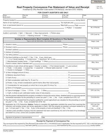 Real Property Conveyance Fee Statement of Value and Receipt