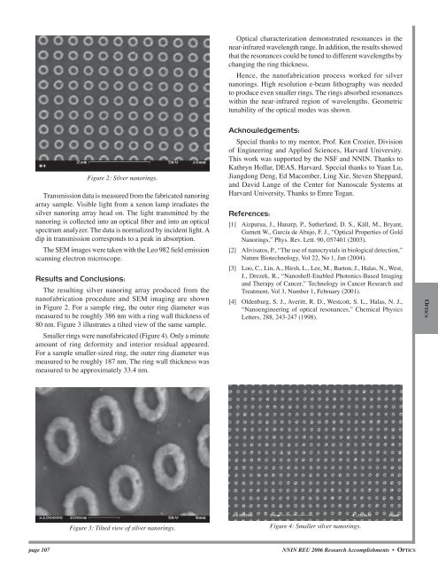 Nanofabrication and Optical Properties - Center for Nanoscale ...