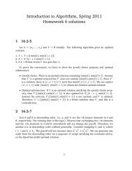 Introduction to Algorithms, Spring 2011 Homework 6 solutions