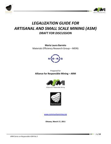legalization guide for artisanal and small scale mining (asm)