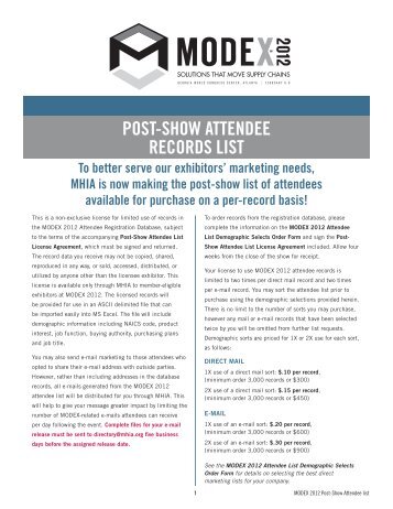 POST-SHOW ATTENDEE RECORDS LIST - MODEX 2012